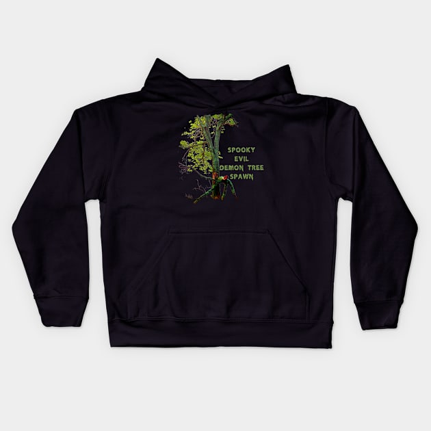 Spooky Evil Demon Tree Spawn Kids Hoodie by The Convergence Enigma
